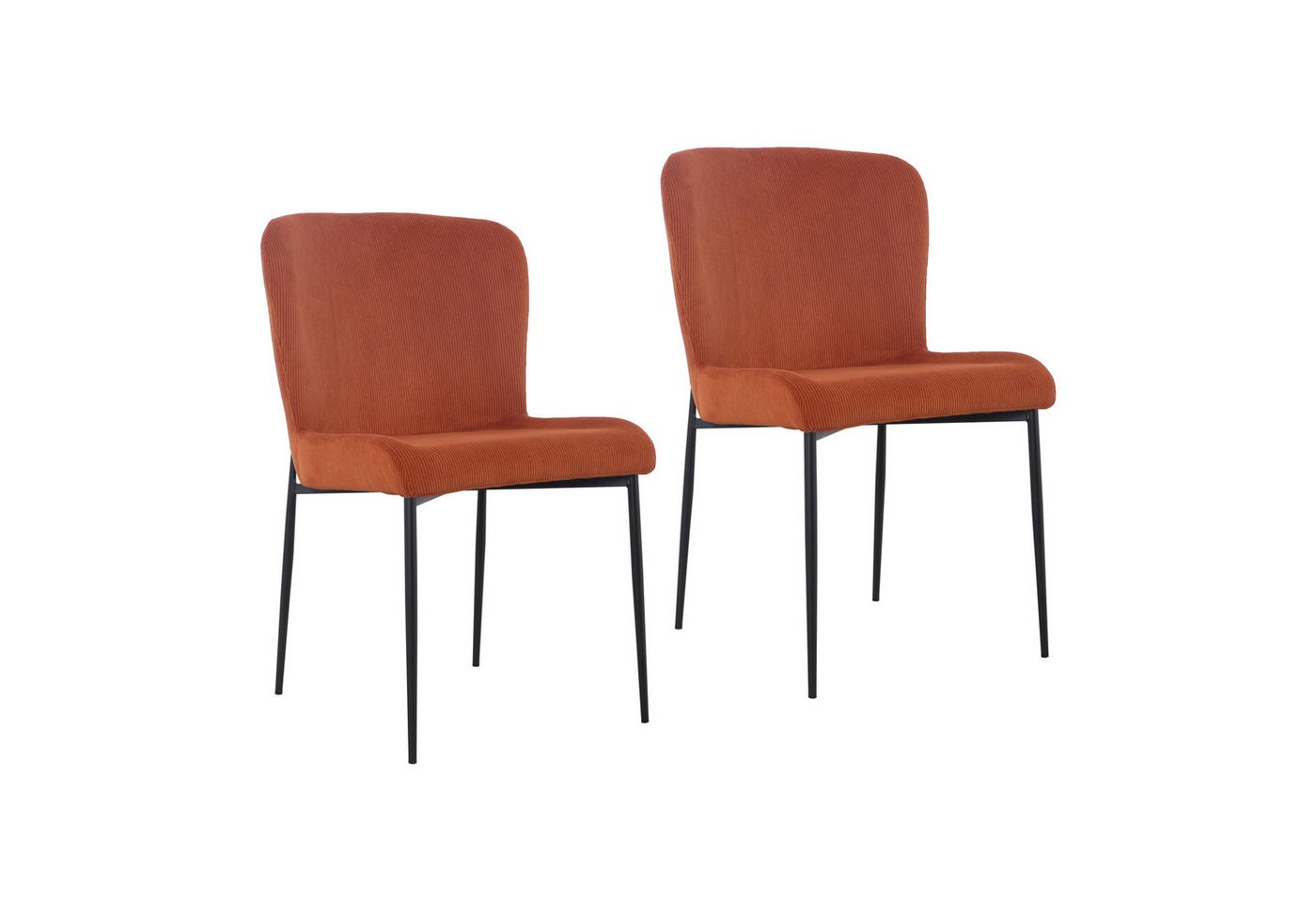 SVITA Esszimmerstuhl FREDDIE (2er-Set), 2er-Set, Cordbezug, Essstuhl, Stahlbeine, Modern, Orange von SVITA