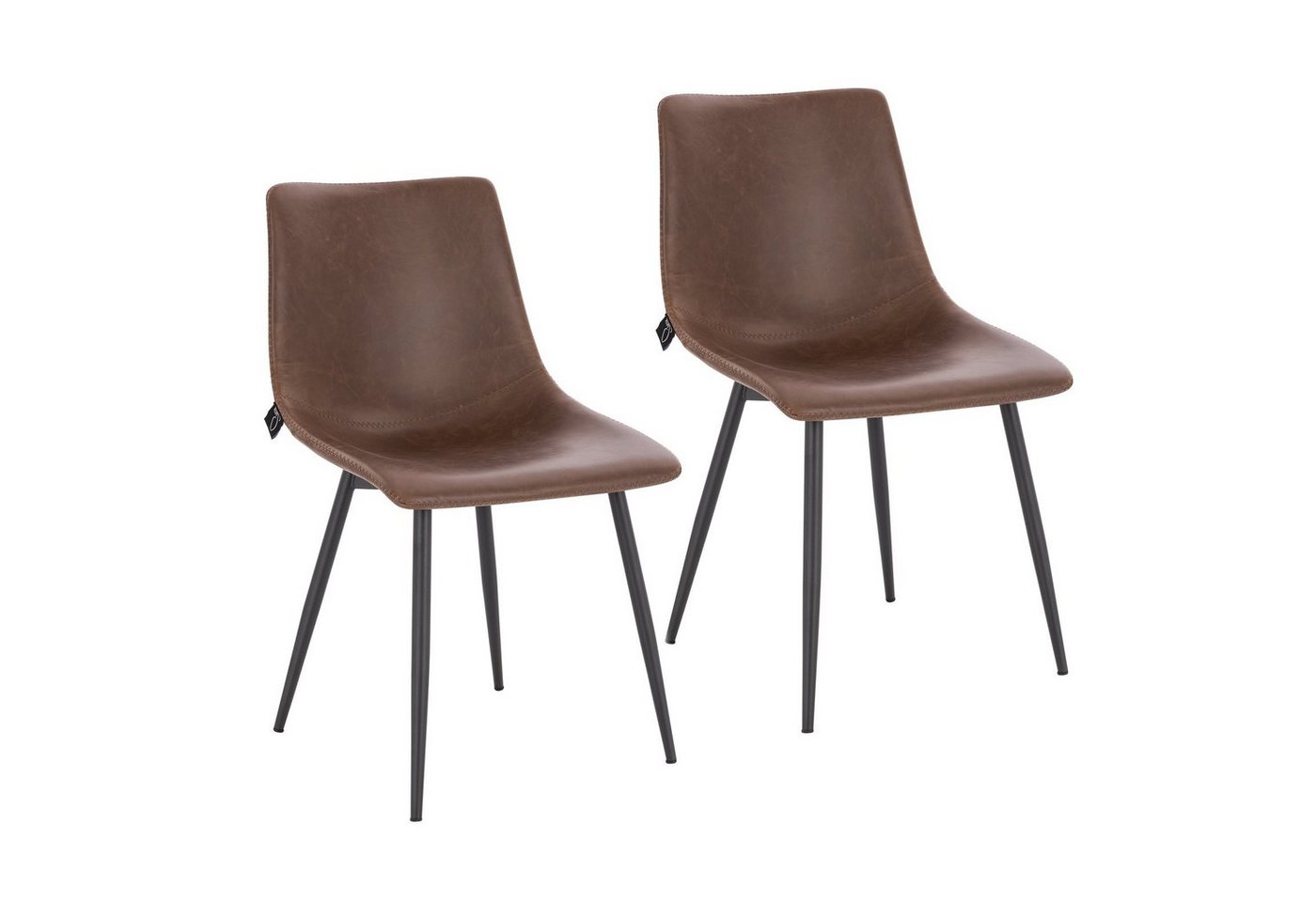 SVITA Esszimmerstuhl MILES (2er Set), 2er Set, Industrial Design, Vintage, Kunstleder, Braun von SVITA