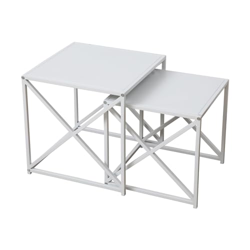 SVITA GEMO 2er Set Beistelltische Kaffeetisch Wohnzimmertisch modern Sofatisch Couchtisch Nachttisch Metall Beistelltisch Couch Weiß SVITA GEMO 2er Set Beistelltische Kaffeetisch Wohnzimmertisch modern Sofatisch Couchtisch Nachttisch Metall Beistelltisch Couch Weiß von SVITA