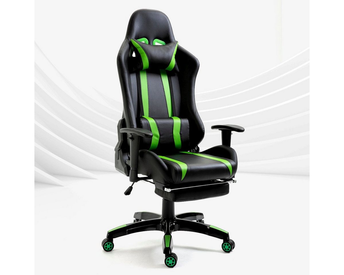 SVITA Gaming Chair GAMYX (1 St), ausziehbare Fußablage, verstellbare Armlehnen, Lenden- & Nackenkissen von SVITA