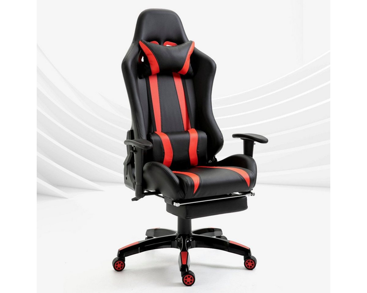 SVITA Gaming Chair GAMYX (1 St), ausziehbare Fußablage, verstellbare Armlehnen, Lenden- & Nackenkissen von SVITA