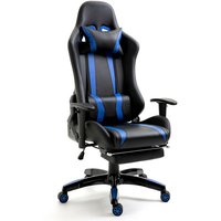 Svita - Gaming Stuhl Bürostuhl Schreibtischstuhl Drehstuhl Fußablage ergonomisch schwarz blau von SVITA