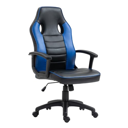 SVITA Gaming Stuhl Racing Chair Ergonomischer PC-Stuhl Höhenverstellbar Hohe Rückenlehne Kinder Teenager Schwarz/Blau von SVITA