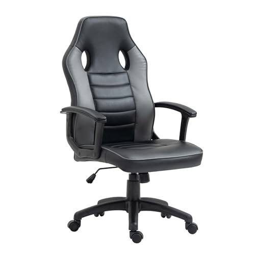 SVITA Gaming Stuhl Racing Chair Ergonomischer PC-Stuhl Höhenverstellbar Hohe Rückenlehne Kinder Teenager Schwarz/Grau von SVITA