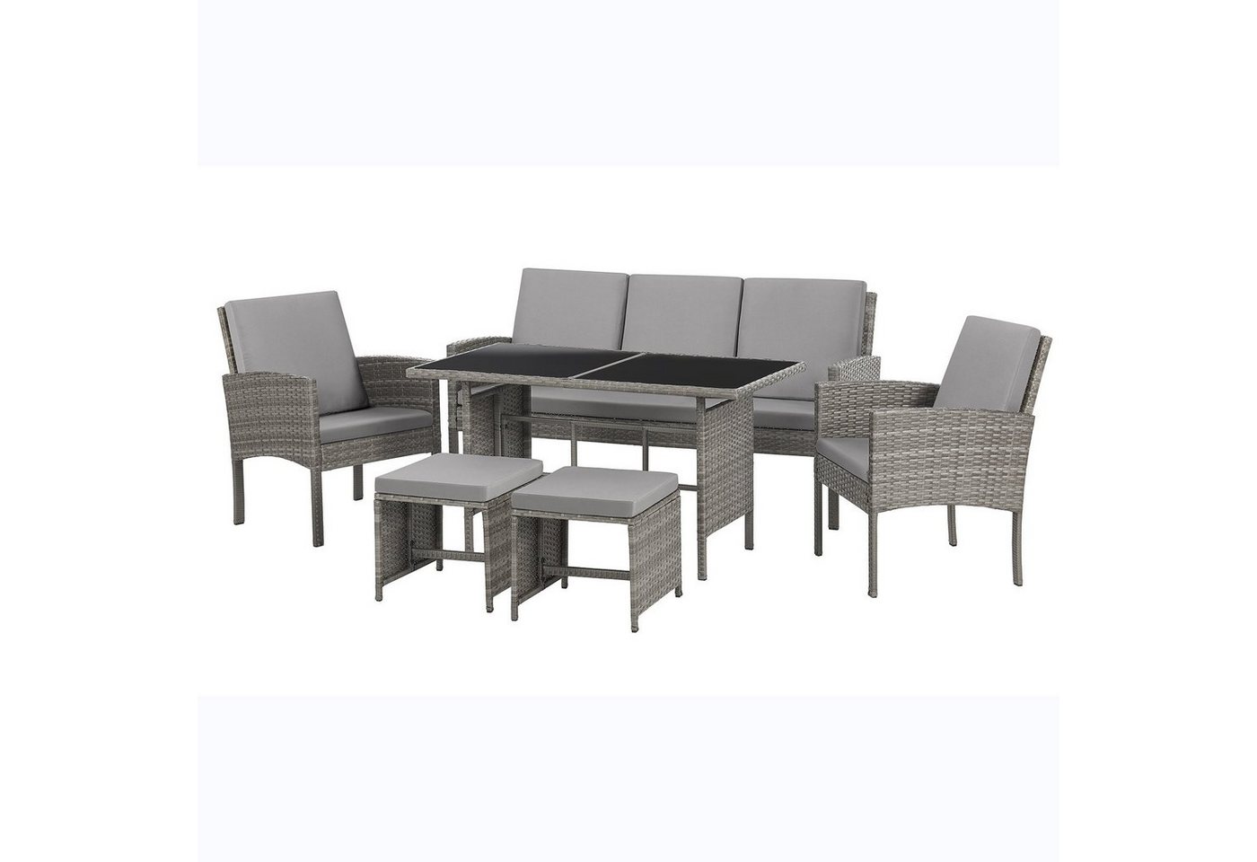 SVITA Gartenlounge-Set DENVER, (Gartenmöbel-Set), Essgruppe, Rattan, Inkl. Kissen von SVITA