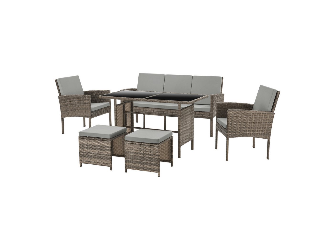 SVITA Gartenlounge-Set DENVER, (Gartenmöbel-Set), Essgruppe, Rattan, Inkl. Kissen von SVITA