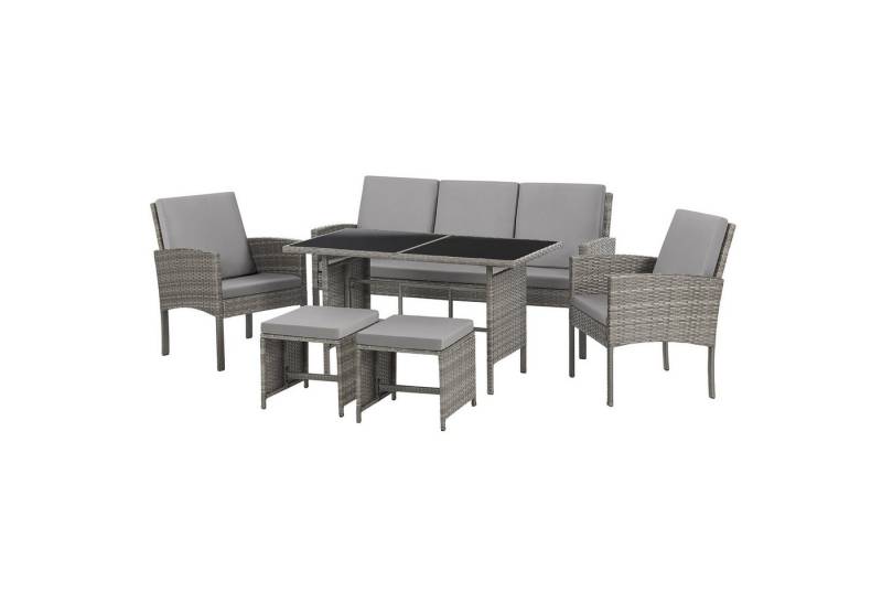 SVITA Gartenlounge-Set DENVER, (Gartenmöbel-Set), Essgruppe, Rattan, Inkl. Kissen von SVITA