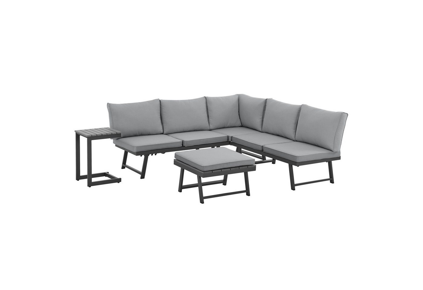SVITA Gartenlounge-Set GRENADA, (4-tlg., 1x 3-Sitzer, 1x 2-Sitzer, 1x Couchtisch, 1x Beistelltisch), Multifunktionslounge, Gartenliege, Metallgestell, inkl. Kissen von SVITA