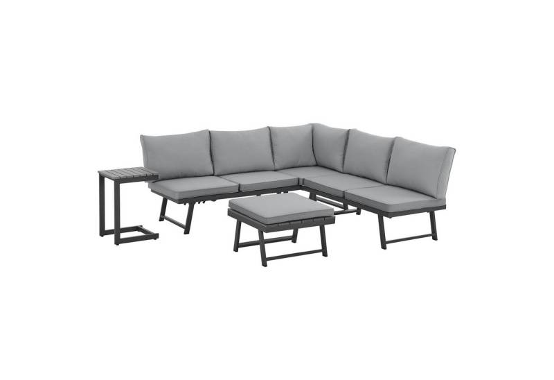 SVITA Gartenlounge-Set GRENADA, (4-tlg., 1x 3-Sitzer, 1x 2-Sitzer, 1x Couchtisch, 1x Beistelltisch), Multifunktionslounge, Gartenliege, Metallgestell, inkl. Kissen von SVITA