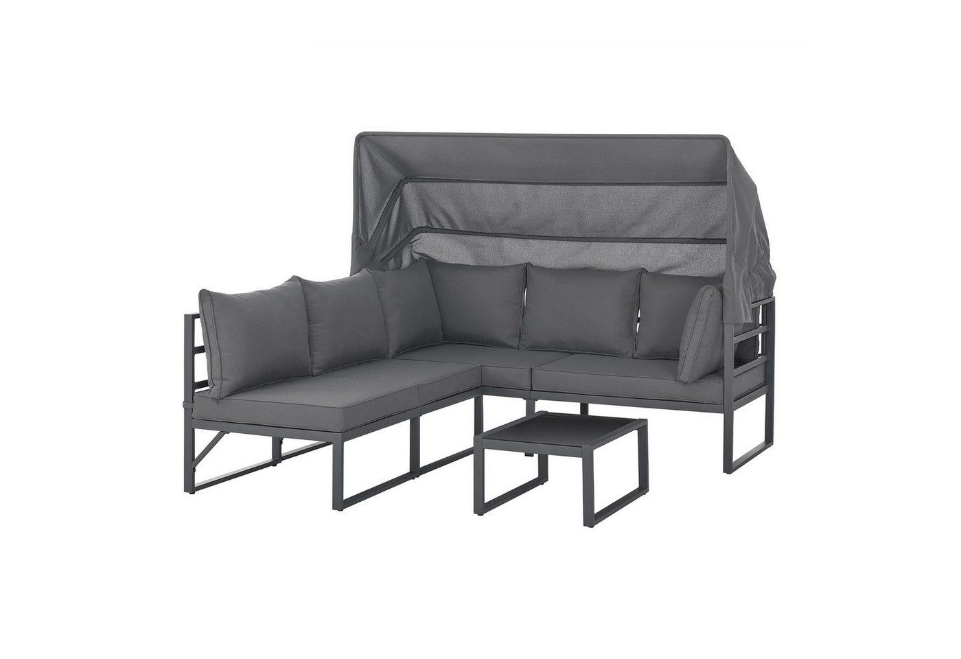 SVITA Gartenlounge-Set MAUI, (4-tlg), Outdoor-Möbelset mit Dach, Stahlgestell, Grau von SVITA