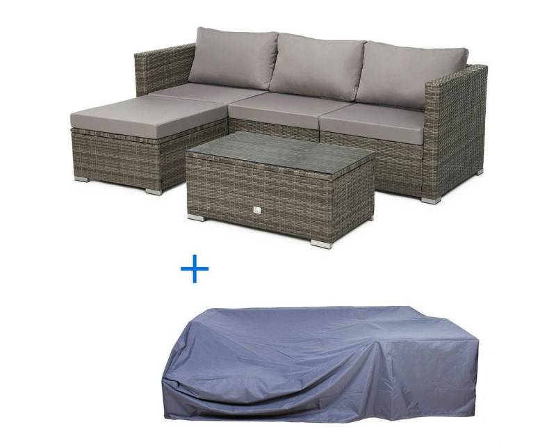SVITA Gartenlounge-Set QUEENS, (Set, variable Lounge-Garnitur mit passender Wetterschutzhaube), wetterfest, Abdeckhaube, Outdoor, Polyrattan, Grau von SVITA