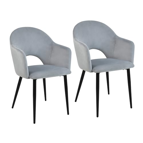SVITA Hailey 2er Set Esszimmerstühle Küchen-Sessel gepolstert Samt Grau SVITA Hailey 2er Set Esszimmerstühle Küchen-Sessel gepolstert Samt Grau von SVITA