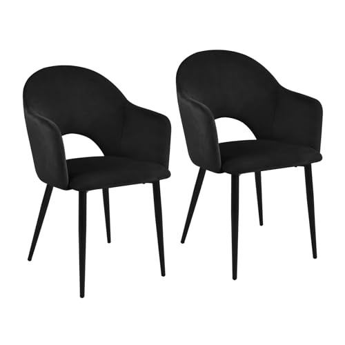 SVITA Hailey 2er Set Esszimmerstühle Küchen-Sessel gepolstert Samt Schwarz SVITA Hailey 2er Set Esszimmerstühle Küchen-Sessel gepolstert Samt Schwarz von SVITA