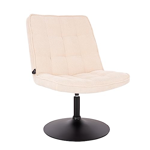 SVITA Henry Loungestuhl Polsterstuhl Drehsessel Drehfuß Loungesessel Cord Indoor Lounge Beige von SVITA