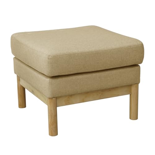 SVITA Holly Pouf Hocker Sitzbank Flur Schlafzimmer Wohnzimmer Fußstütze Schminktisch Stuhl modern gepolstert mit Stoffbezug Holzbeine Beige/Natur von SVITA