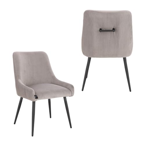 SVITA Isabelle 2er Set Esszimmerstühle Sessel Essstühle Polsterstuhl Lounge-Stuhl Schminkstuhl Chair Rückenlehne Griff Samt Grau von SVITA