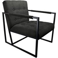 Jones Cocktail-Sessel Loungesessel gepolstert mit Stahl-Rahmen Stoff Dunkelgrau - Svita von SVITA