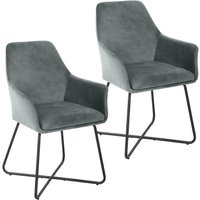 Josie Dining 2er Set Esszimmerstuhl Sessel Polsterstuhl Samt Grau - Svita Josie Dining 2er Set Esszimmerstuhl Sessel Polsterstuhl Samt Grau - Svita von SVITA