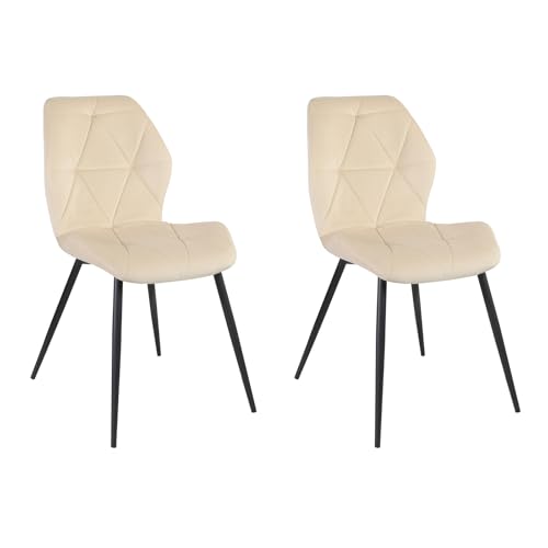 SVITA Jamie 2er Set Esszimmerstühle Polsterstuhl Wohnzimmerstuhl Küchenstuhl mit Rückenlehne gepolstert Samt Beige von SVITA
