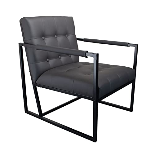 SVITA Jones Cocktail-Sessel Loungesessel gepolstert mit Stahl-Rahmen Kunstleder Dunkelgrau von SVITA