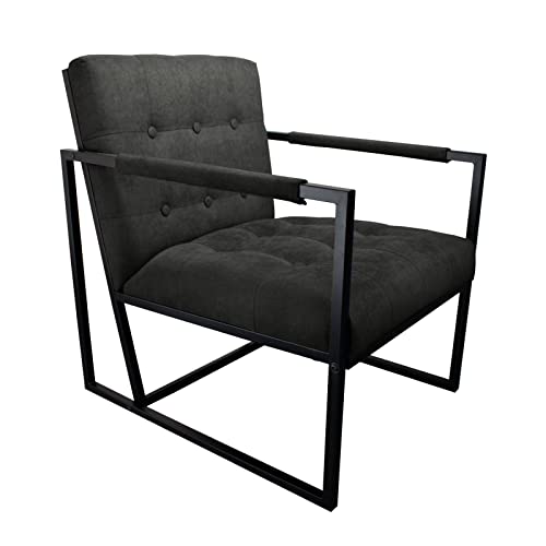 SVITA Jones Cocktail-Sessel Loungesessel gepolstert mit Stahl-Rahmen Stoff Dunkelgrau von SVITA