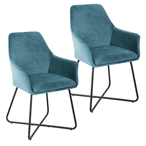 SVITA Josie Dining 2er Set Esszimmerstuhl Sessel Polsterstuhl Samt (Petrol) von SVITA