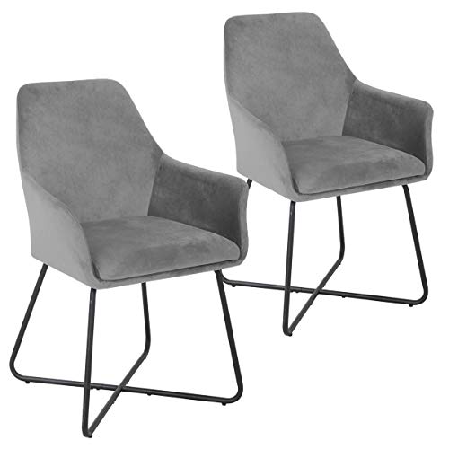 SVITA Josie Dining 2er Set Esszimmerstuhl Sessel Polsterstuhl Stoff (Hellgrau) von SVITA