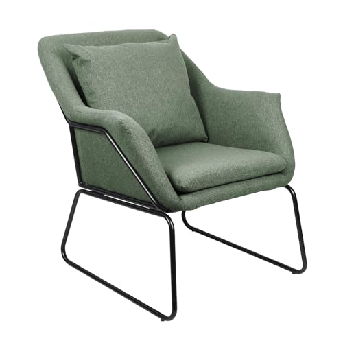 SVITA Josie Loungesessel gepolstert Indoor Polsterstuhl mit Armlehne Metallgestell Stoffbezug Einzelsofa modern Grün von SVITA
