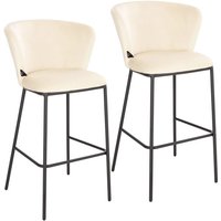 SVITA KATE 2er Set Barhocker Rückenlehne Fußstütze Tresenstuhl Küchenhocker Samt Beige von SVITA