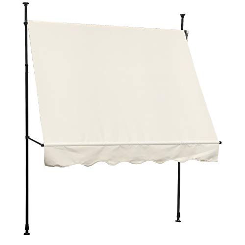 SVITA Klemmmarkise Balkonmarkise Sonnenschutz Markise Handkurbel ohne Bohren 300x120 cm (BxT) Beige von SVITA
