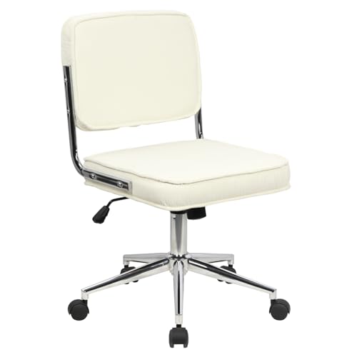 SVITA LIV Bürostuhl Schreibtischstuhl Drehstuhl Schminktischstuhl höhenverstellbar mit Rollen Wippmechanismus Vintage-Design Weiß von SVITA
