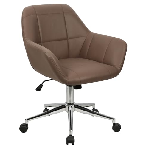 SVITA Lily Schreibtischstuhl Drehstuhl Homeoffice Stuhl mit Rollen Bürostuhl Kunstleder Höhenverstellbarer Computerstuhl Braun von SVITA