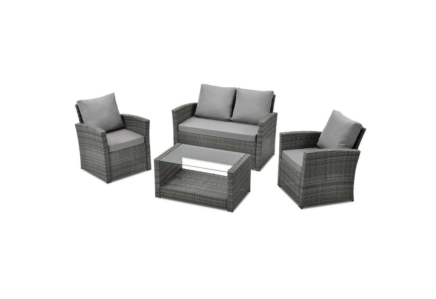 SVITA Loungeset ROMA, (Set, 4-tlg., Sitzlounge), Polyrattan, Gartenlounge, Möbel Set, Essgruppe, Outdoor Sitzmöbel von SVITA