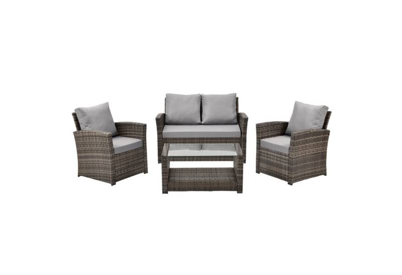 SVITA Loungeset ROMA, (Set, 4-tlg., Sitzlounge), Polyrattan, Gartenlounge, Möbel Set, Essgruppe, Outdoor Sitzmöbel von SVITA