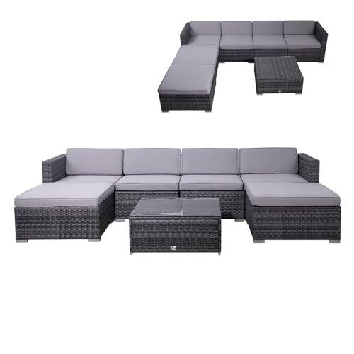 SVITA Lugano Garten-Lounge Polyrattan Garten-Set Sofa-Set Garnitur Gartenmöbel Couch-Set Grau von SVITA