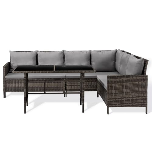 SVITA Madison Rattan-Lounge Polyrattan Ecksofa Gartenmöbel-Set Sofa Garnitur Couch-Eck von SVITA