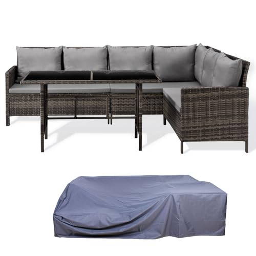 SVITA Madison Rattan-Lounge Polyrattan Ecksofa Gartenmöbel-Set Sofa Garnitur Couch-Eck von SVITA
