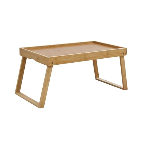 SVITA Mela Betttablett Frühstückstablett klappbare Beine erhöhter Rand Bett/Couch praktisches Design Abstellmöglichkeit Laptop modern platzsparend Bambus von SVITA
