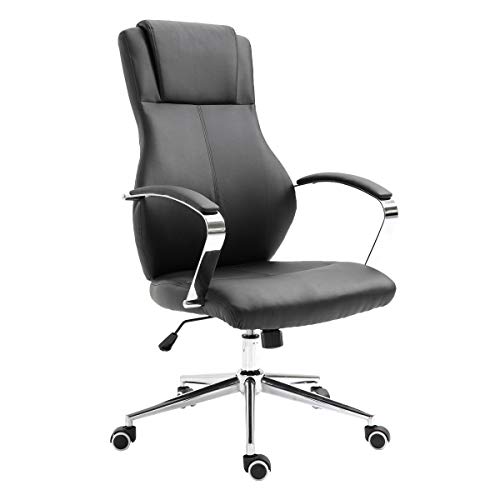 SVITA Mellow Bürostuhl Ergonomischer Schreibtischstuhl höhenverstellbar Drehstuhl Armlehnen Racing-Stuhl Chefsessel Kunstleder Schwarz von SVITA