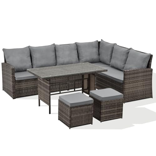 SVITA Monroe Garten-Lounge Set Polyrattan Lounge-Möbel Sitzgruppe Braun von SVITA