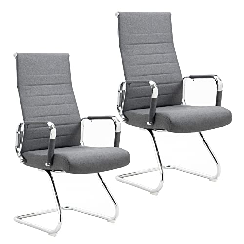 SVITA Office Comfort 2X Besucherstuhl Freischwinger-Stuhl mit Armlehne Konferenzstuhl ohne Rollen Armlehnstuhl Office-Stuhl Stoff Dunkelgrau von SVITA