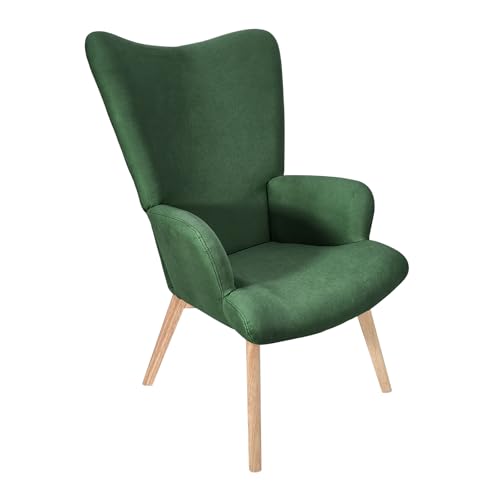 SVITA Olav Sessel Ohrensessel Loungesessel Relaxsessel mit Armlehne mit hohem Rücken modern bequem robust Wohnzimmer Schlafzimmer Esszimmer Dunkelgrün von SVITA