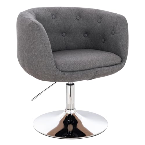 SVITA Panama Retro Loungestuhl Polsterstuhl Cocktailsessel Tellerfuß Metall Stoffbezug Grau von SVITA