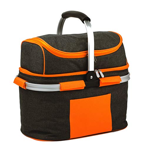 SVITA Picknickkorb 25l Thermo Einkaufskorb mit Kühlfunktion Kühlbox Kühltasche Grau von SVITA