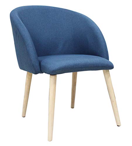SVITA Polsterstuhl Stuhl Küchen-Stuhl Stoff Holz-Beine Retro Vintage Stil Esszimmerstuhl bequem (blau, S2) von SVITA