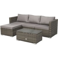 Queens PolyRattan Lounge Sofa Garten Garnitur Lounge Gartenmöbel Rattan Grau - Svita von SVITA