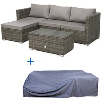 SVITA QUEENS Polyrattan Lounge Rattan Sofa Set in Grau inkl. Abdeckhaube von SVITA