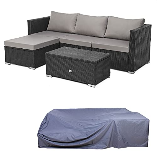 SVITA Queens Polyrattan Lounge Eck-Sofa Gartenmöbel Sitzgruppe Haube Set Schwarz SVITA Queens Polyrattan Lounge Eck-Sofa Gartenmöbel Sitzgruppe Haube Set Schwarz von SVITA