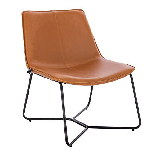 SVITA Ron Loungesessel Cocktailsessel Clubsessel ohne Armlehnen Metall-Gestell Leder-Optik Cognac von SVITA