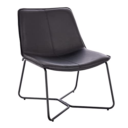 SVITA Ron Loungesessel Cocktailsessel Clubsessel ohne Armlehnen Metall-Gestell Leder-Optik Schwarz von SVITA